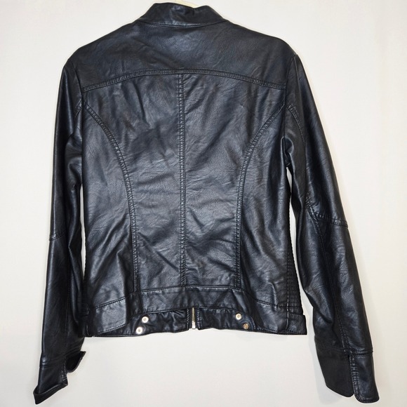 Lock & Love Black Premium Faux Leather Moto Biker Jacket‎ - Size M - New - Picture 2 of 8